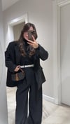 Siyah Ekru Sırtı Yırtmaçlı Blazer Ceket