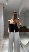 Siyah Fermuar Detaylı Straplez Bluz 