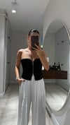 Siyah Fermuar Detaylı Straplez Bluz 