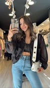 Siyah Fermuarlı Bel Büzgülü Ceket