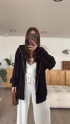 Siyah Fermuarlı Kapşonlu Oversize Sweat 