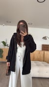 Siyah Fermuarlı Kapşonlu Oversize Sweat 