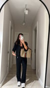 Siyah File Detaylı Fermuarlı Marka Model Takım