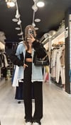 Siyah Fitilli Beli Lastikli Bol Paça Pantolon