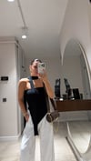 Siyah Fularlı Straplez Triko Bluz