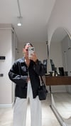 Siyah Geniş Kol Detaylı Oversize Gömlek