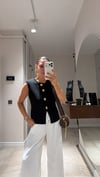 Siyah Gold Düğmeli Çelik Triko Yelek