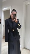 Siyah Gold Düğmeli Hakim Yaka Blazer Ceket 