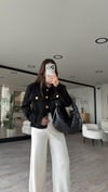 Siyah Gold Düğmeli Kaşe Ceket