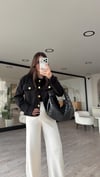 Siyah Gold Düğmeli Kaşe Ceket