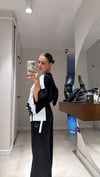 Siyah Gömlek Detaylı Beli Lastikli Pantolon