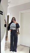 Siyah Gri Garnili Paraşüt Pantolon