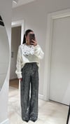Siyah Gümüş Pullu Bel Lastikli Pantolon 
