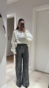 Siyah Gümüş Pullu Bel Lastikli Pantolon 