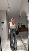 Siyah Gümüş Pullu Beli Lastikli Bol Paça Pantolon