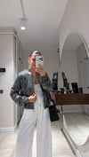 Siyah Gümüş Pullu Ön Fermuarlı Ceket 