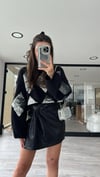 Siyah Gümüş Pullu Oversize Kazak