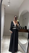 Siyah Güpürlü V Yaka Müslin Elbise