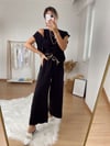Siyah Halatlı Bol Paça Pantolon