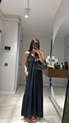 Siyah İp Askılı Bol Kesim Elbise