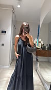 Siyah İp Askılı Bol Kesim Elbise