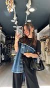 Siyah Jean Detaylı Düğmeli Tshirt