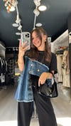Siyah Jean Detaylı Düğmeli Tshirt