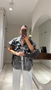 Siyah Jean Detaylı File Yelek 