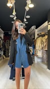 Siyah Jean Detaylı Vatkalı Blazer Ceket