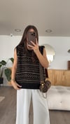 Siyah Kahve Desenli Bisiklet Yaka Süveter