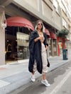 Siyah Kapşolu Oversize Tasarım Yağmurluk 