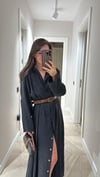 Siyah Kemerli Gömlek Elbise 