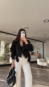 Siyah Kemerli Kumaş Ravi Ceket