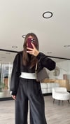 Siyah Kendinden Atletli Kadife Sweat 
