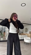Siyah Kendinden Atletli Kadife Sweat 