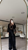 Siyah Kendinden Atletli Kadife Üçlü Takım