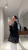 Siyah Kendinden Çizgili Transparan Gömlek