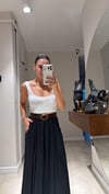 Siyah Kendinden Kemerli Geniş Paça Pantolon