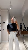 Siyah Kesik Detaylı Crop Tshirt