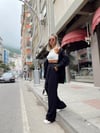 Siyah Keten Oversize Gömlek 