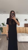 Sİyah Kısa Kol Fitilli Triko Elbise 