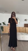 Sİyah Kısa Kol Fitilli Triko Elbise 