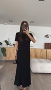 Sİyah Kısa Kol Fitilli Triko Elbise 