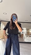 Siyah Kısa Kol Marka Model Crop Kazak