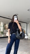 Siyah Kısa Kol Yümoş Bluz