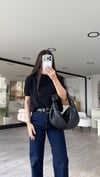 Siyah Kısa Kol Yümoş Bluz
