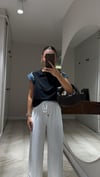 Siyah Kot Kol Detaylı Basıc Tshirt