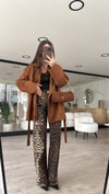 Siyah Krem Leopar Desen Marka Model Straight Fit Jean