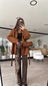 Siyah Krem Leopar Desen Marka Model Straight Fit Jean
