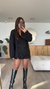 Siyah Kruvaze Yaka Ravi Triko Hırka 